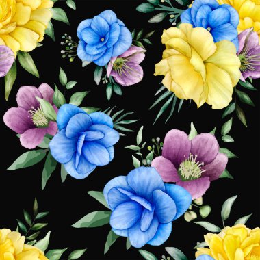 Güzel çiçek suluboya kusursuz desen