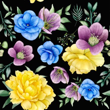 Güzel çiçek suluboya kusursuz desen