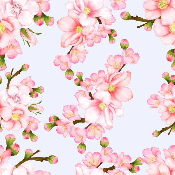 Красивий Безшовний Візерунок Вишнева Квітка — стоковий вектор
