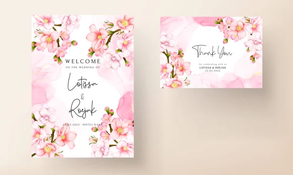 Carte Invitation Mariage Avec Belle Fleur Rose — Image vectorielle
