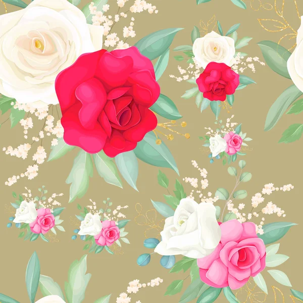 Design Motif Sans Couture Avec Belle Fleur Rose Dessin Main — Image vectorielle