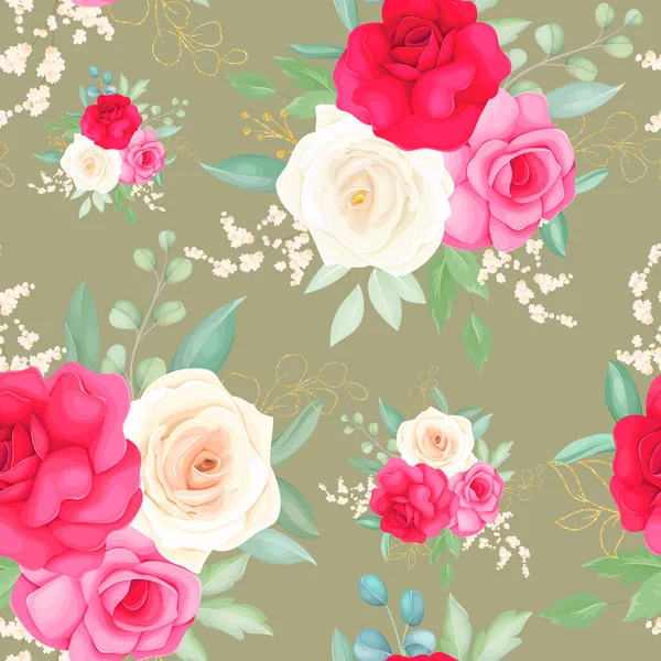 Плавный Дизайн Шаблона Красивым Ручным Рисунком Цветок Розы — стоковый вектор