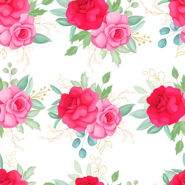 Diseño Patrón Sin Costuras Con Hermoso Dibujo Mano Flor Rosa — Vector de stock