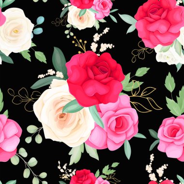 Kusursuz desenli güzel çiçekli el çizimi.
