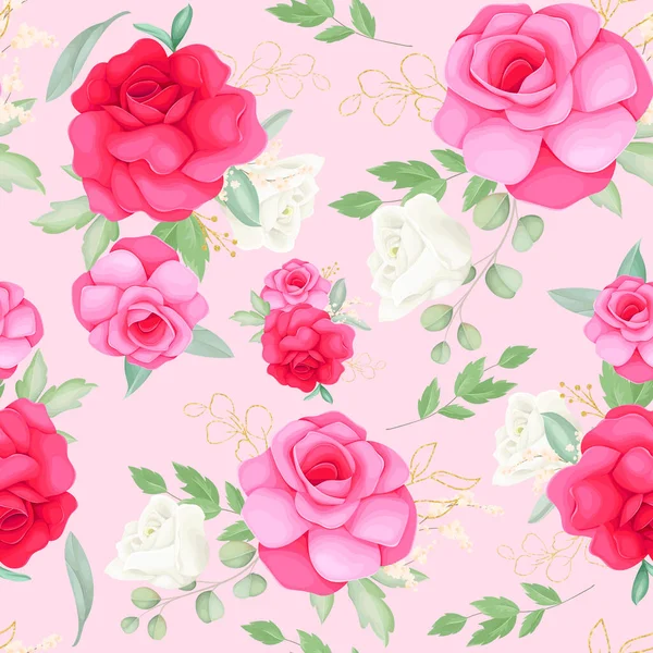 Diseño Patrón Sin Costuras Con Hermoso Dibujo Mano Flor Rosa — Archivo Imágenes Vectoriales