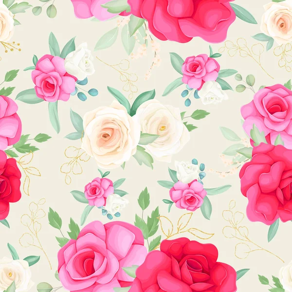 Design Motif Sans Couture Avec Belle Fleur Rose Dessin Main — Image vectorielle