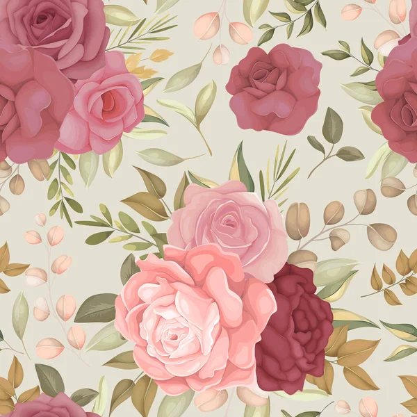 手描きの花や葉と美しいシームレスなパターン — ストックベクタ