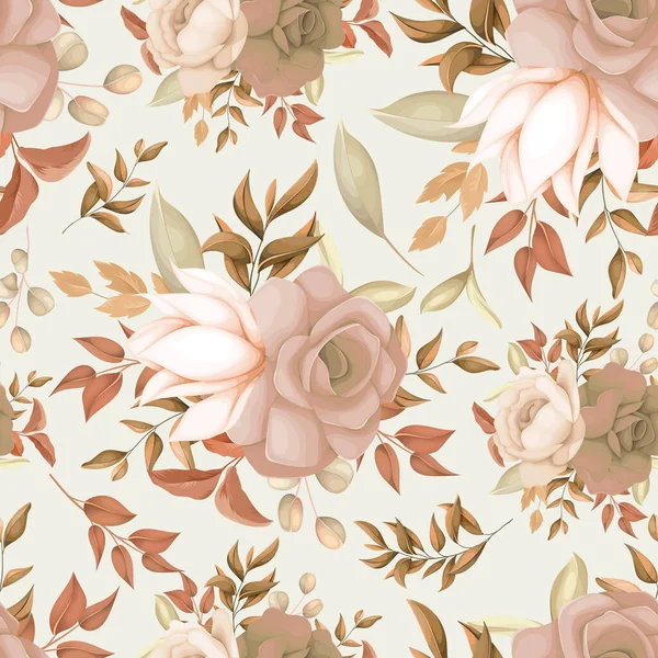 甘い茶色の花のシームレスなパターンデザイン — ストックベクタ