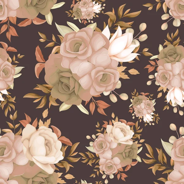 Motif Floral Sans Couture Brun Doux — Image vectorielle