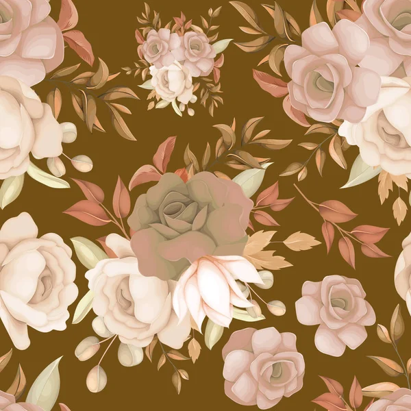 Motif Floral Sans Couture Brun Doux — Image vectorielle