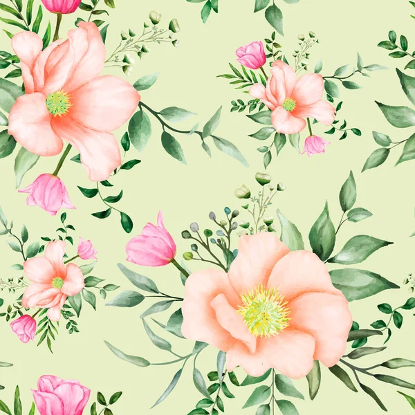 Nahtlose Muster Schöne Blühende Rosen Und Pfingstrosen — Stockvektor