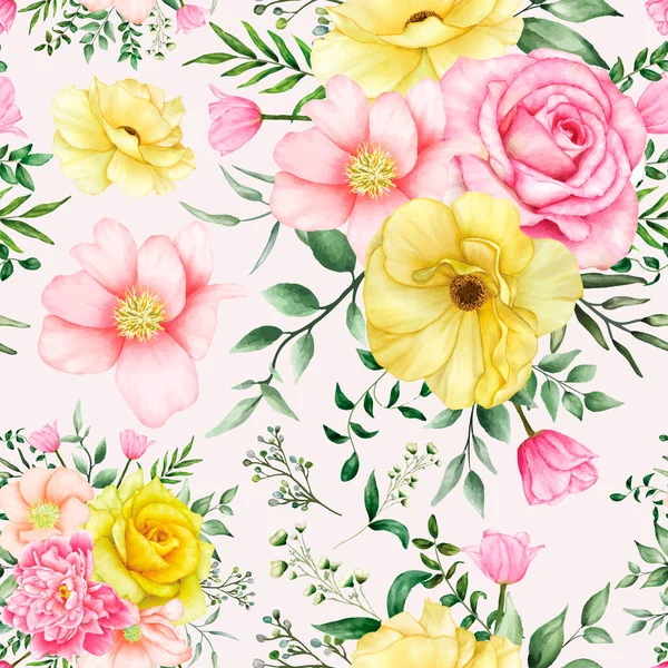 Motif Sans Couture Belles Roses Floraison Fleur Pivoine — Image vectorielle