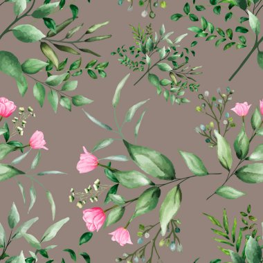 Çiçekli suluboya el kusursuz desen çiziyor