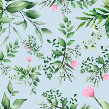 Çiçekli suluboya el kusursuz desen çiziyor