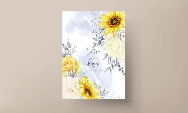 Aquarell Blumen Hochzeitskarte Set — Stockvektor