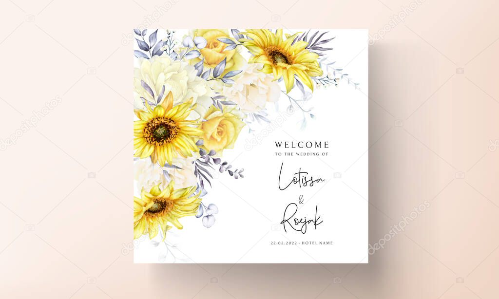Watercolor floral wedding card set