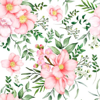 Elle çizilmiş suluboya romantik çiçeksiz desen