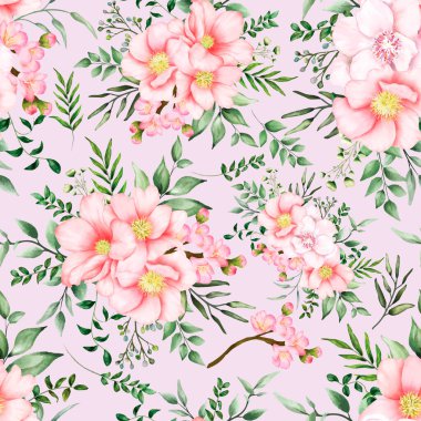 Elle çizilmiş suluboya romantik çiçeksiz desen