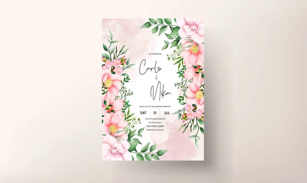 Romantic Watercolor Wedding Invitation Card Template — Stock Vector