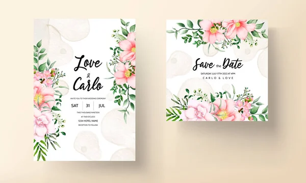 Romantische Vorlage Für Hochzeitseinladungskarten Aquarell — Stockvektor
