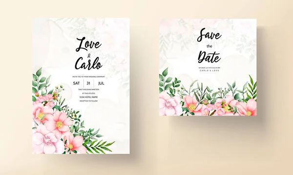 Romantic Watercolor Wedding Invitation Card Template — Stock Vector