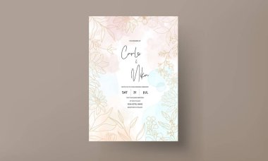 Zarif el çizilmiş altın düğün davetiyesi şablonu