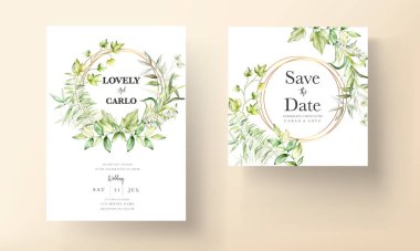 Zarif suluboya düğün kartı şablonunu bırakıyor