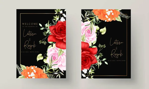 아름다운 수채화인 꽃무늬 초대장 — 스톡 벡터