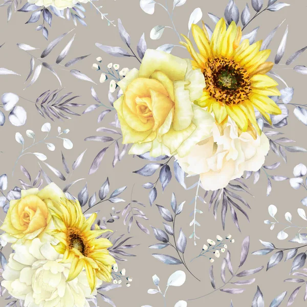 Elegante Nahtlose Muster Florale Mit Aquarell Blume — Stockvektor