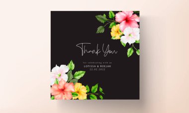 güzel renkli suluboya amber çiçeği düğün kartı seti