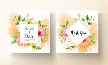 Güzel suluboya çiçek çiçeği düğün davetiyesi 