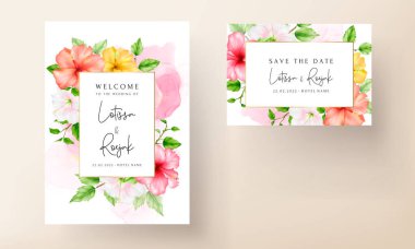 Güzel suluboya çiçek çiçeği düğün davetiyesi 