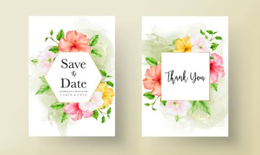 Güzel suluboya çiçek çiçeği düğün davetiyesi 