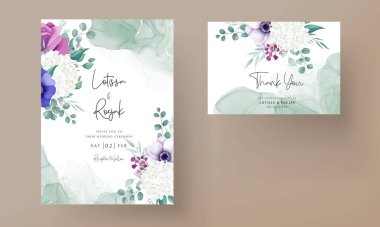 Güzel çiçek çelengi düğün davetiyesi şablonu