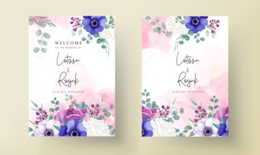 Güzel çiçek çelengi düğün davetiyesi şablonu