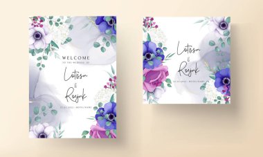 Güzel çiçek çelengi düğün davetiyesi şablonu