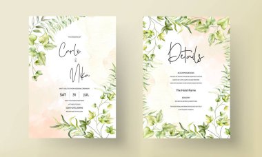 güzel yeşillik suluboya davetiye kartı şablonu bırakır