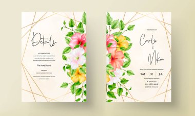 Güzel yaz çiçeği düğün davetiyesi şablonu
