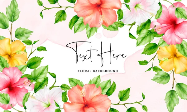 Vacker Akvarell Hibiskus Blomma Blommig Bakgrund — Stock vektor