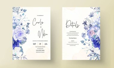 Zarif suluboya çiçek düğün davetiyesi şablonu