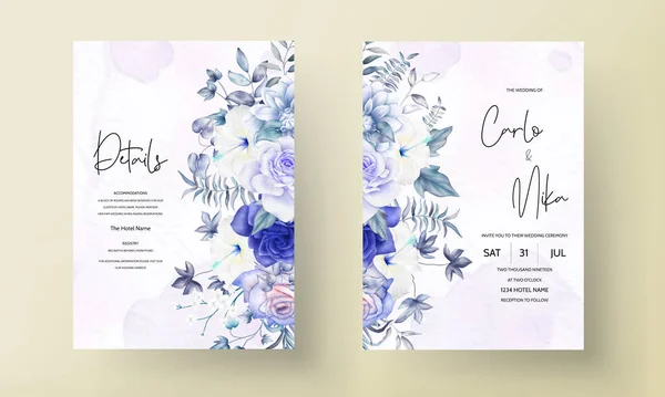 Cartão Convite Casamento Vintage Com Bela Aquarela Floral — Vetor de Stock