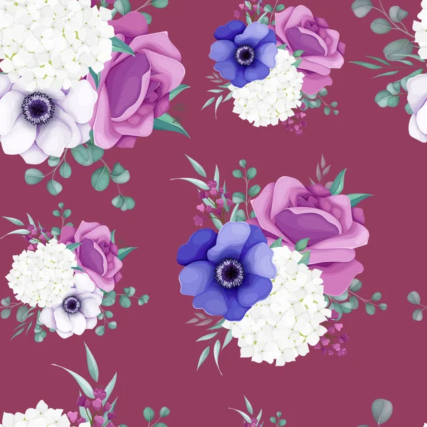 Botanik gelincik çiçekleri ve gülsüz desenli güller.