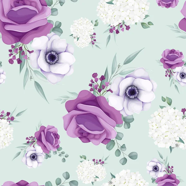 Botanik gelincik çiçekleri ve gülsüz desenli güller.