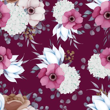 Zarif boho çiçeği ve pürüzsüz desen tasarımı