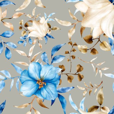 suluboya çiçek desensiz desen tasarımı