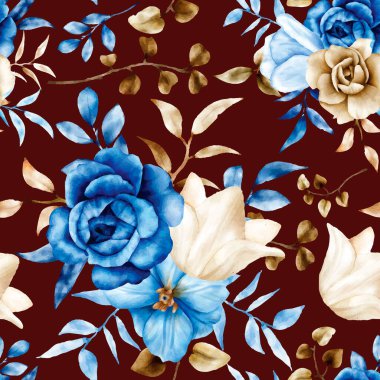 suluboya çiçek desensiz desen tasarımı