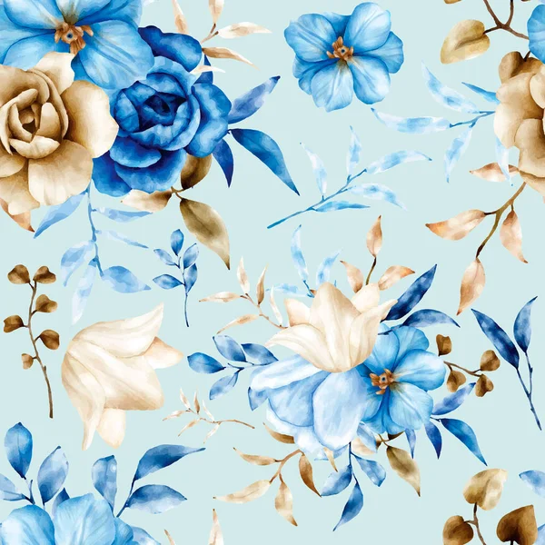 Watercolor Floral Seamless Pattern Design — стоковый вектор