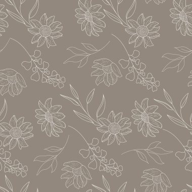 Zarif, pürüzsüz desenli, çiçekli tasarım.