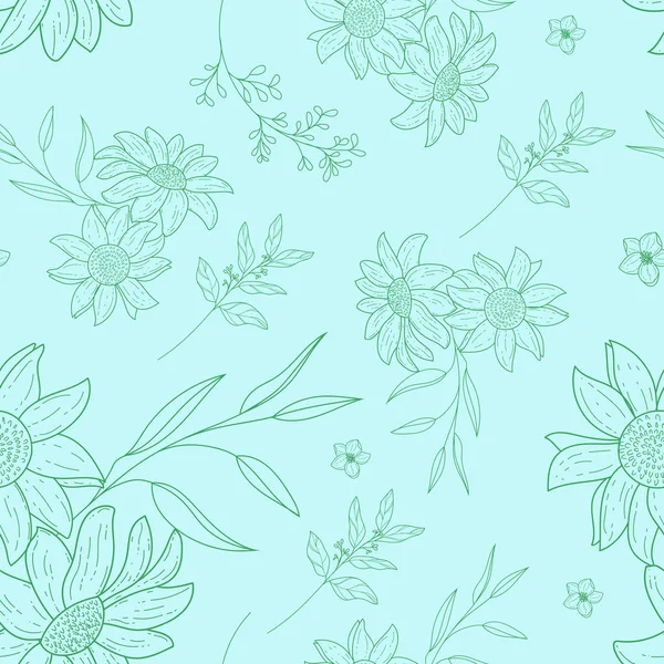 Elegante Nahtlose Muster Umreißen Florales Design — Stockvektor