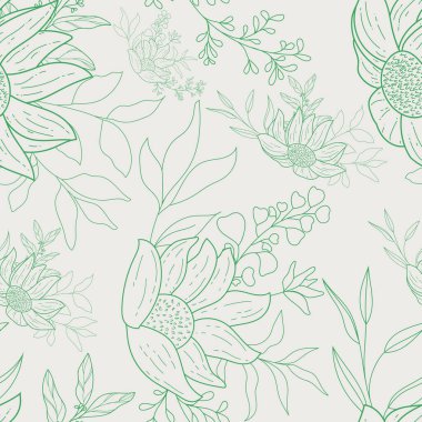 Zarif monolin çiçeksiz desen tasarımı